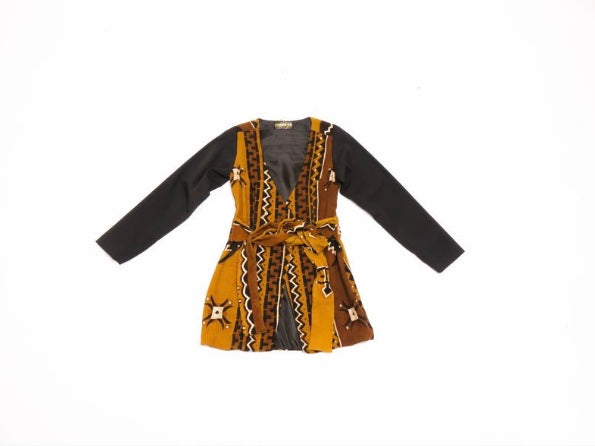 Tiana Mud Cloth Bronze - Blazer Dress